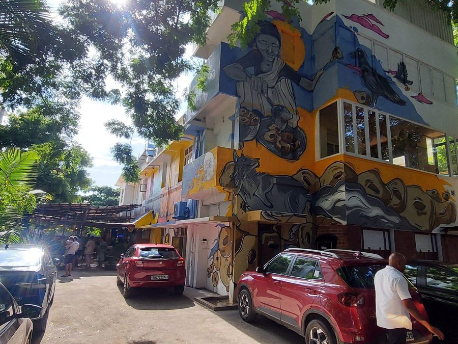 The mural-covered facade of Kaylir Canteen